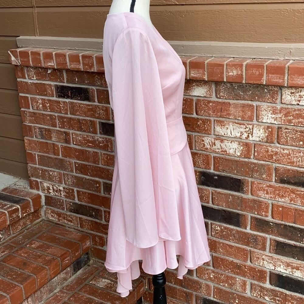 KEEPSAKE the Label Oceans LS Asymmetrical Hem Wrap Mini Dress Blush XS NWT - Picture 2 of 9